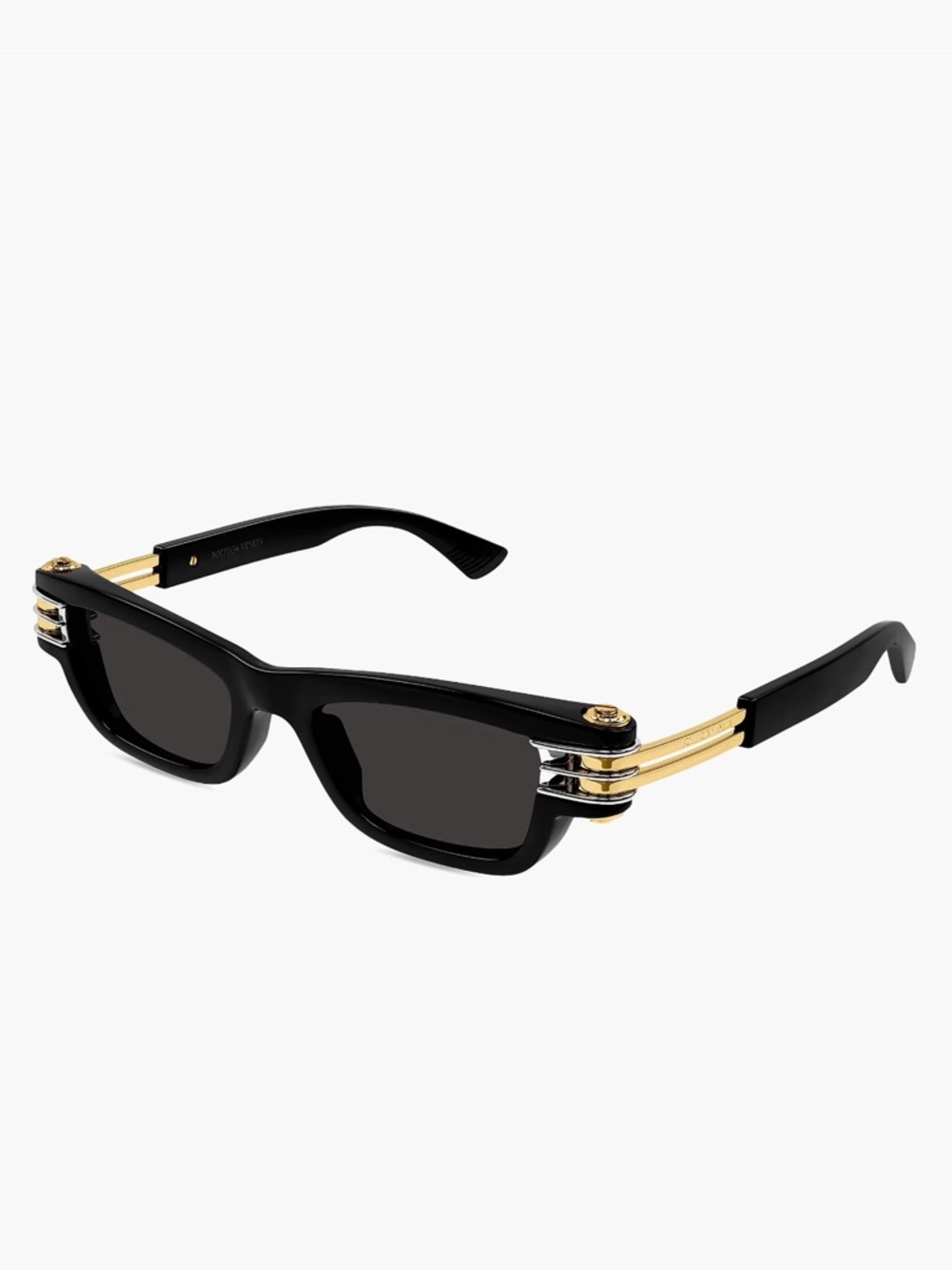 Bottega Veneta Black Sunglasses with Gold Temple Accents BOLT SQUARED